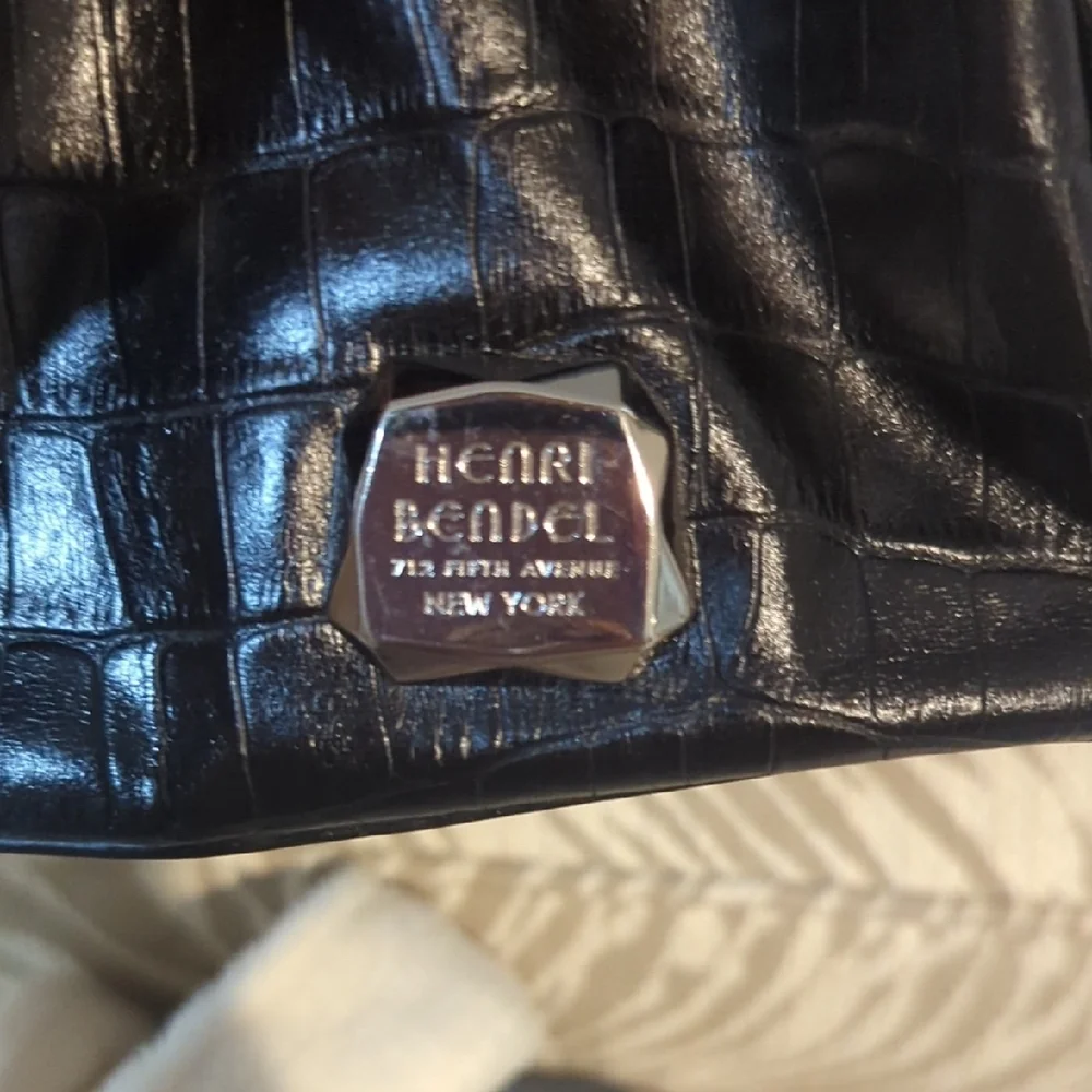 Henri Bendel Crocodile-Embossed Women's handbag with crossbody strap